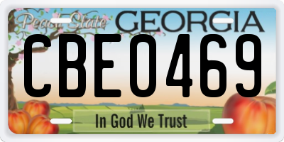 GA license plate CBE0469