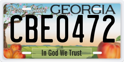 GA license plate CBE0472