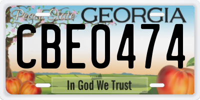 GA license plate CBE0474