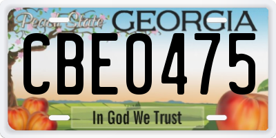 GA license plate CBE0475