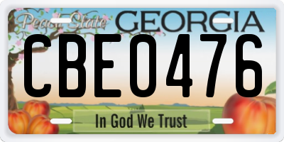GA license plate CBE0476