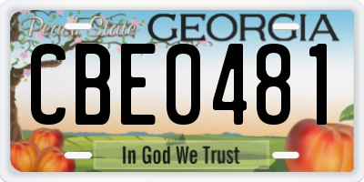 GA license plate CBE0481