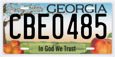 GA license plate CBE0485