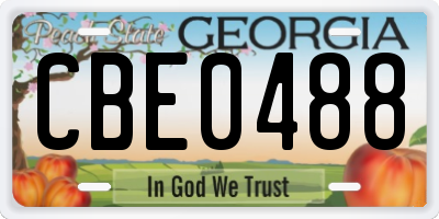 GA license plate CBE0488