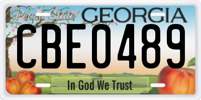 GA license plate CBE0489