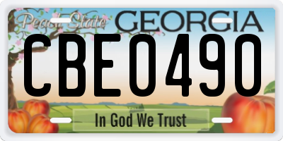 GA license plate CBE0490
