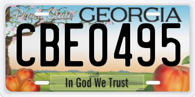GA license plate CBE0495