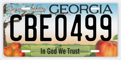 GA license plate CBE0499