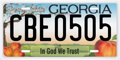 GA license plate CBE0505