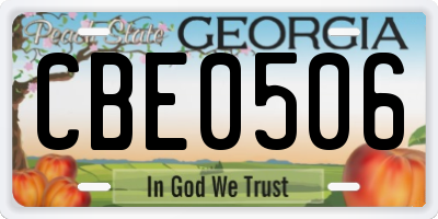GA license plate CBE0506