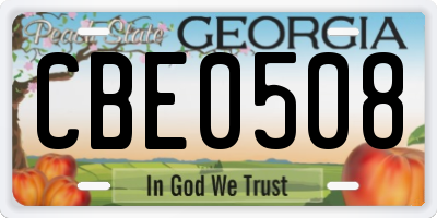 GA license plate CBE0508