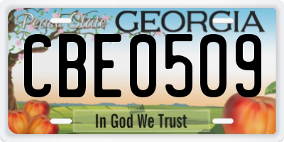 GA license plate CBE0509