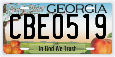 GA license plate CBE0519