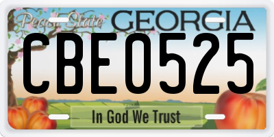 GA license plate CBE0525
