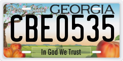GA license plate CBE0535