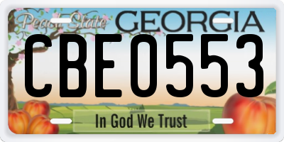 GA license plate CBE0553