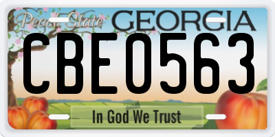 GA license plate CBE0563