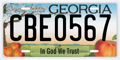 GA license plate CBE0567