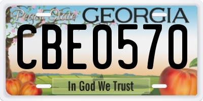 GA license plate CBE0570