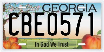 GA license plate CBE0571