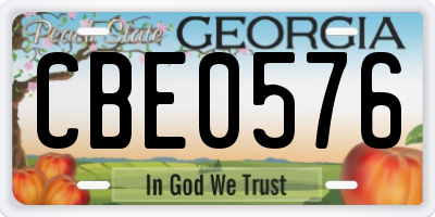 GA license plate CBE0576
