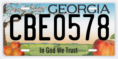 GA license plate CBE0578