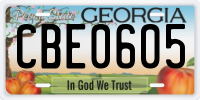 GA license plate CBE0605