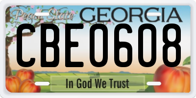 GA license plate CBE0608
