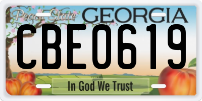 GA license plate CBE0619