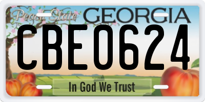 GA license plate CBE0624
