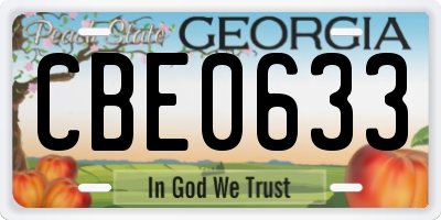 GA license plate CBE0633