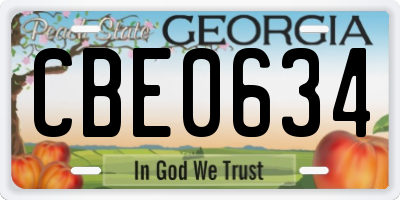 GA license plate CBE0634
