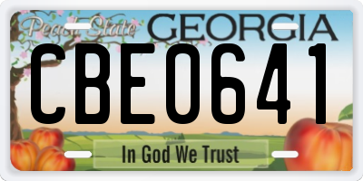 GA license plate CBE0641