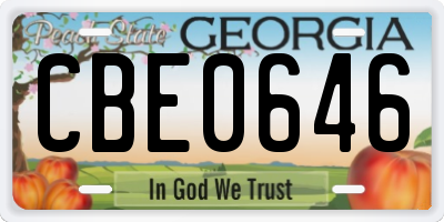 GA license plate CBE0646