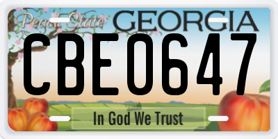 GA license plate CBE0647