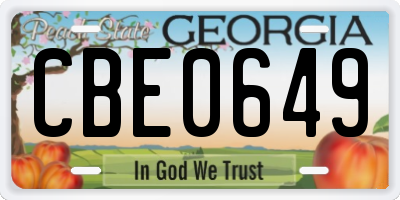 GA license plate CBE0649