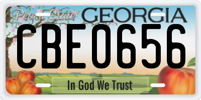 GA license plate CBE0656