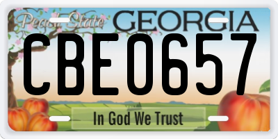 GA license plate CBE0657