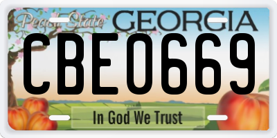 GA license plate CBE0669