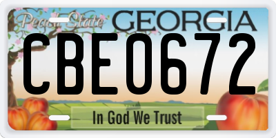 GA license plate CBE0672