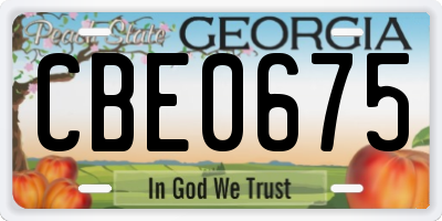 GA license plate CBE0675