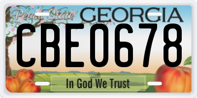 GA license plate CBE0678