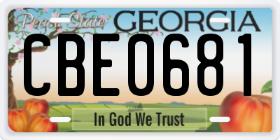 GA license plate CBE0681