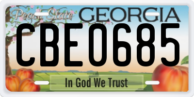 GA license plate CBE0685