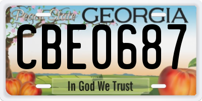 GA license plate CBE0687