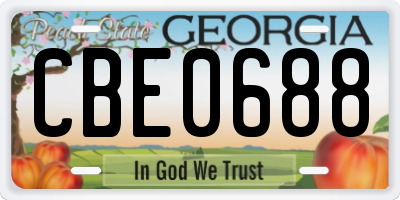GA license plate CBE0688