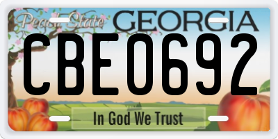 GA license plate CBE0692