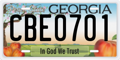 GA license plate CBE0701