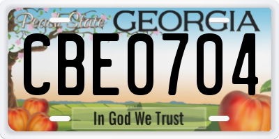 GA license plate CBE0704
