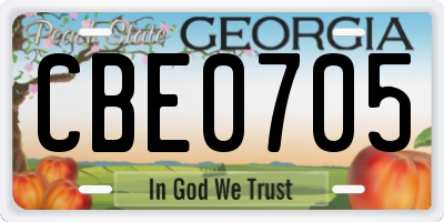 GA license plate CBE0705